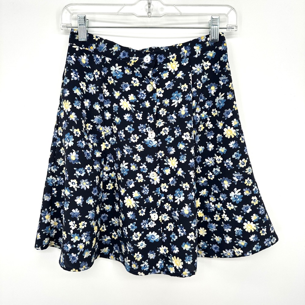 Vintage Byer California 90s Floral Button Front Mini Skirt Women's Size 7 USA